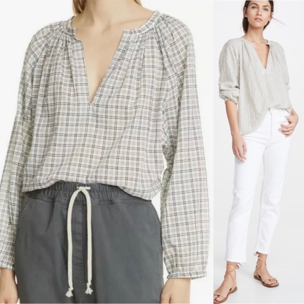 NWT Nili Lotan Brooke Check Cotton Top size Medium